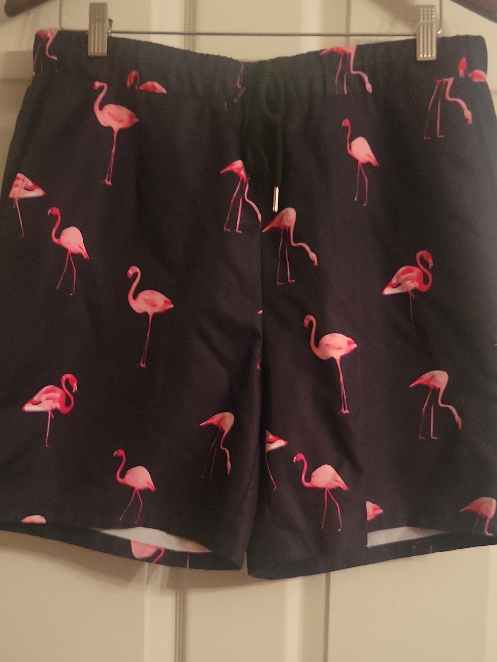 Men's Black Flamingo Print Shorts Worn Once
